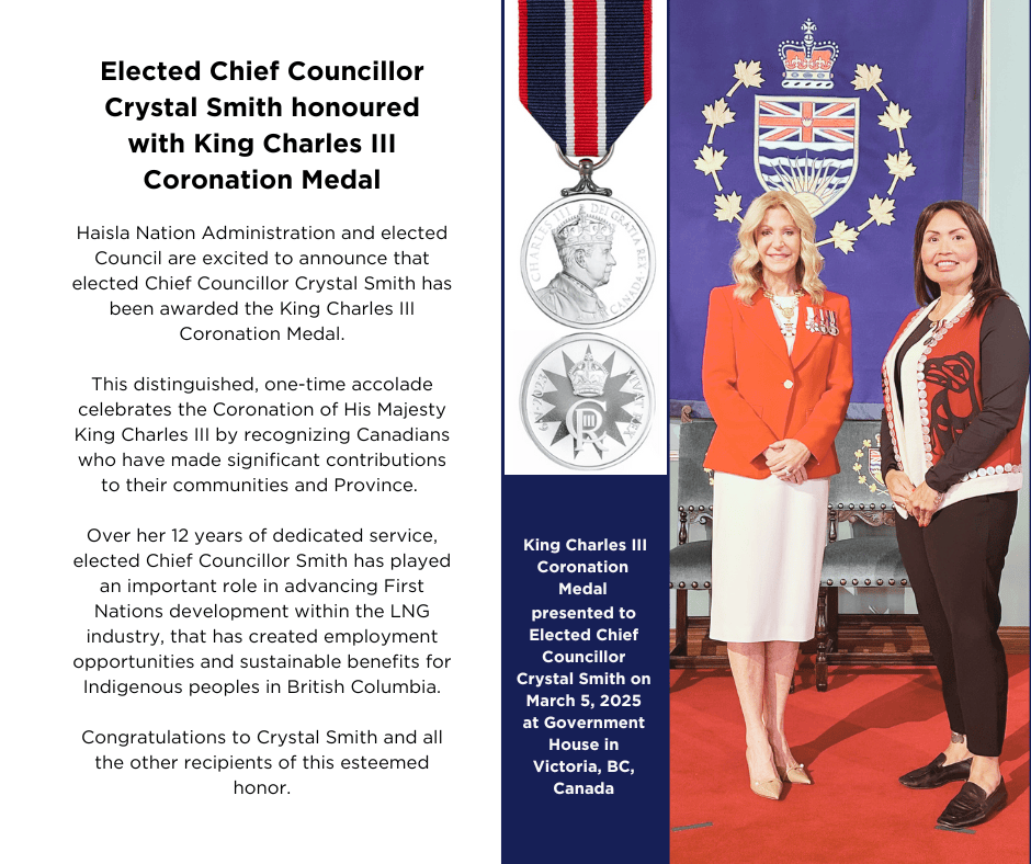Congratulations to Crystal Smith, Elected Chief Councillor of the Haisla Nation