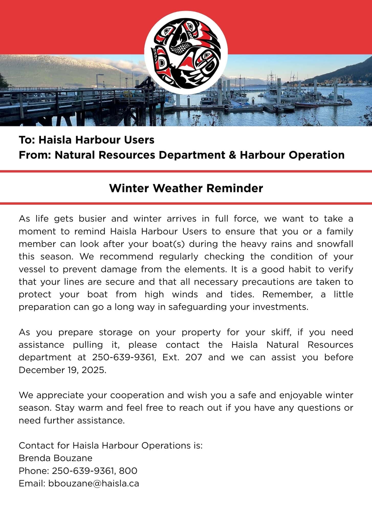 Attention: Haisla Harbour Users