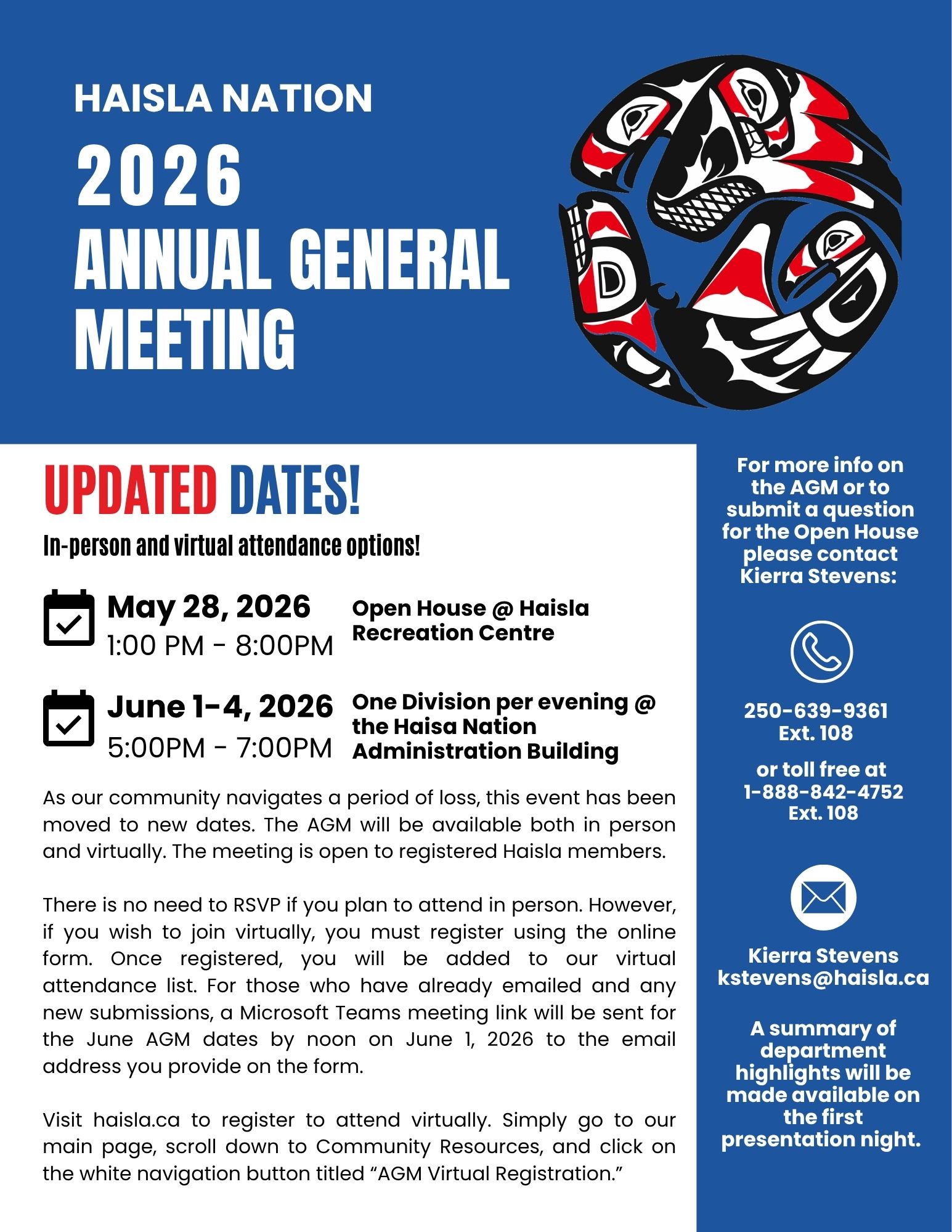 New dates for AGM June 1-4, 2026